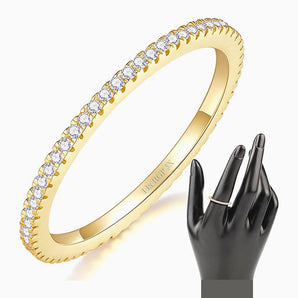 Simulated Diamond Stackable Eternity Rings - Gold Vermeil