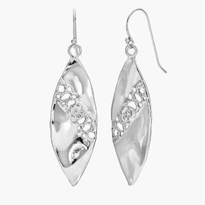 Dangly Leaf Silver Drop Earrings